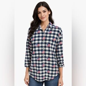 Vintage 90s Company One Shirt USA Flag Button Down Patriotic Plaid Americana